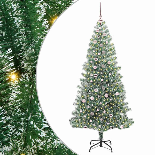 Tekoinen joulukuusi lumiflockilla ja LED-valolla 240 cm