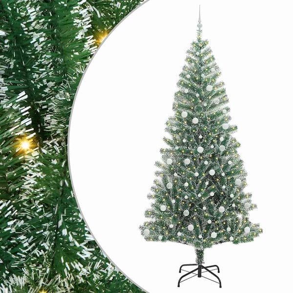 Tekoinen joulukuusi lumiflockilla ja LED-valolla 240 cm