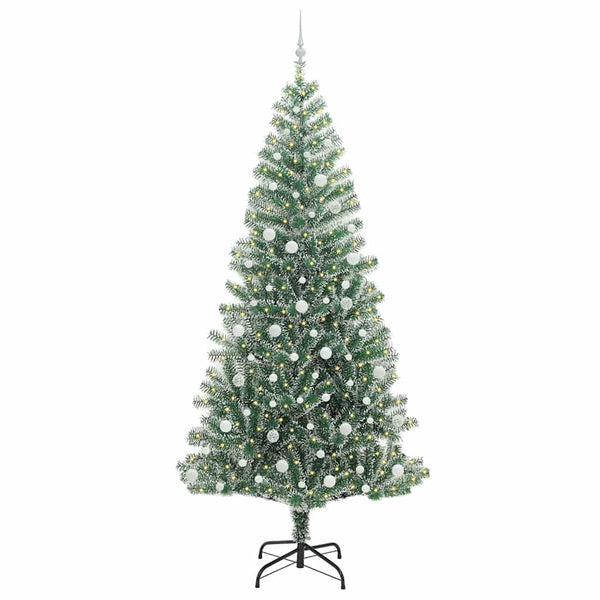 Tekoinen joulukuusi lumiflockilla ja LED-valolla 240 cm