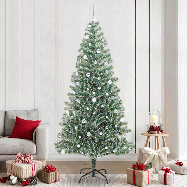 Tekoinen joulukuusi lumiflockilla ja LED-valolla 240 cm