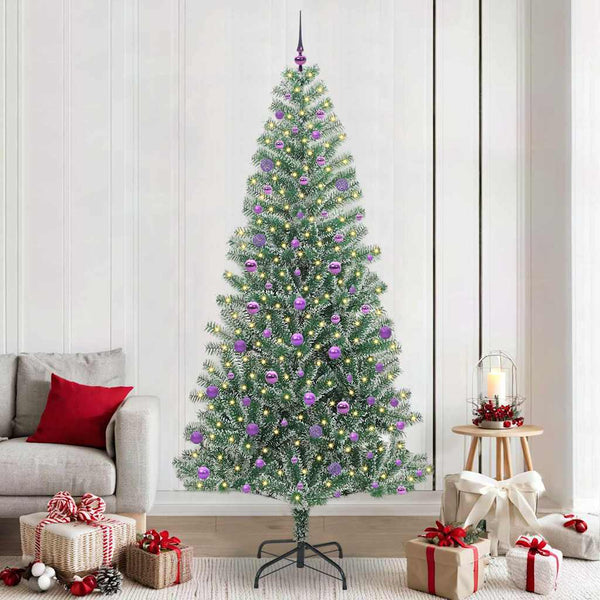 Tekoinen joulukuusi lumiflockilla ja LED-valolla 240 cm