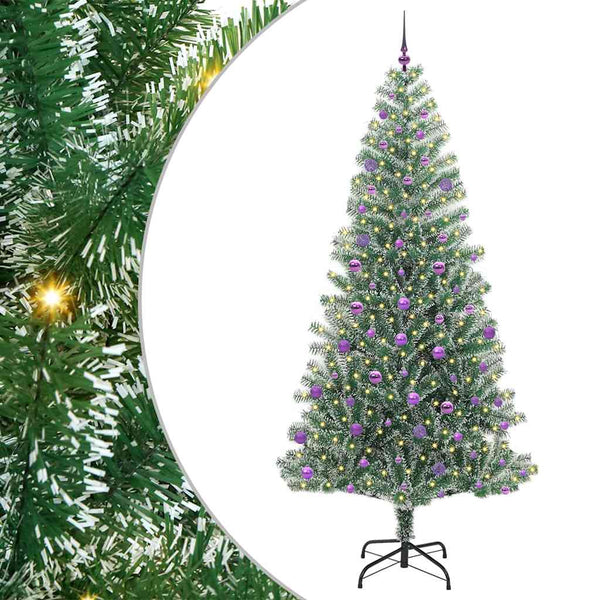 Tekoinen joulukuusi lumiflockilla ja LED-valolla 240 cm