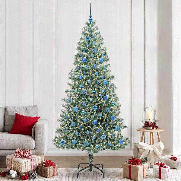 Tekoinen joulukuusi lumiflockilla ja LED-valolla 240 cm