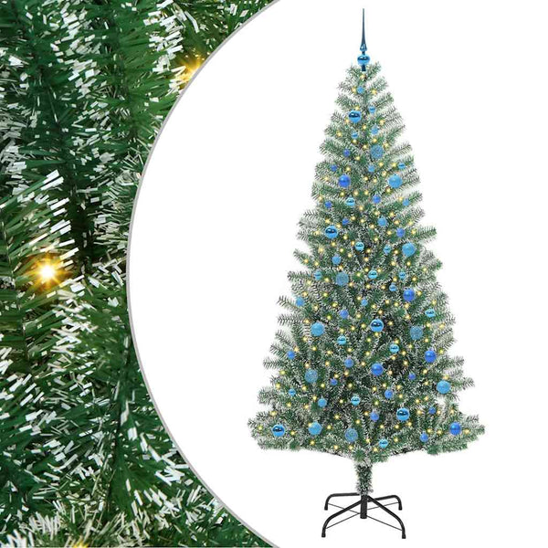 Tekoinen joulukuusi lumiflockilla ja LED-valolla 240 cm