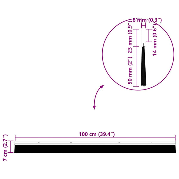 12 pcs kierteellinen oven harjasulku 100 cm Valkoinen