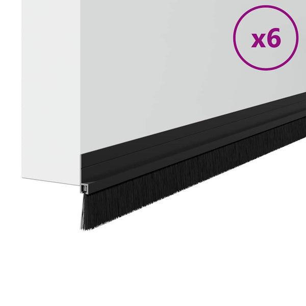Musta 6 kpl oven harjatiivisteet itsekiinnittyvät 100 cm