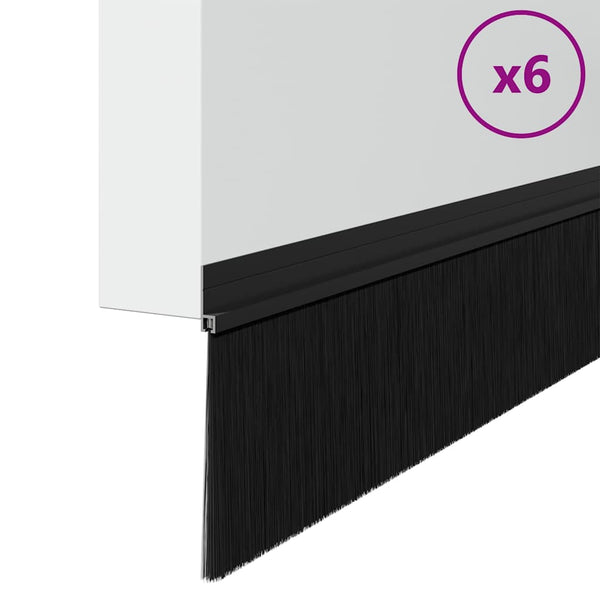 Oven harjatiivisteet 6 kpl Musta itsekiinnittyvät 100 cm