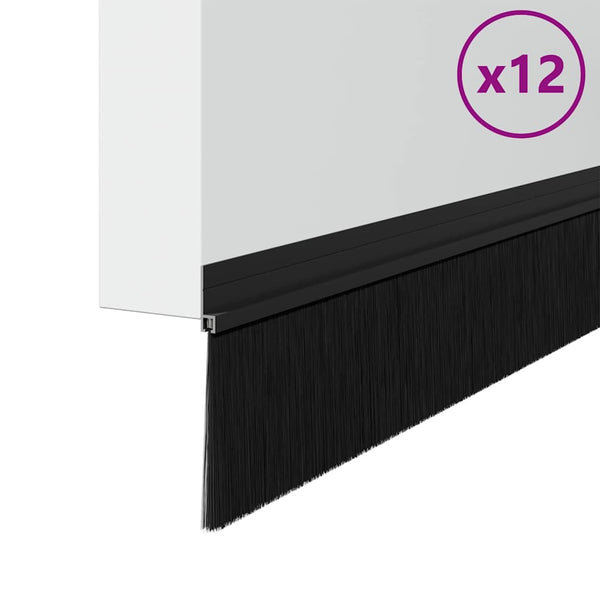 Itsekiinnittyvät 100 cm oven harjatiivisteet mustina 12 kpl