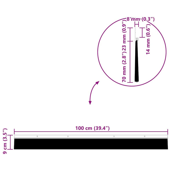 12 pcs kierteellinen oven harjasulku Musta Alumiiniseos 100 cm
