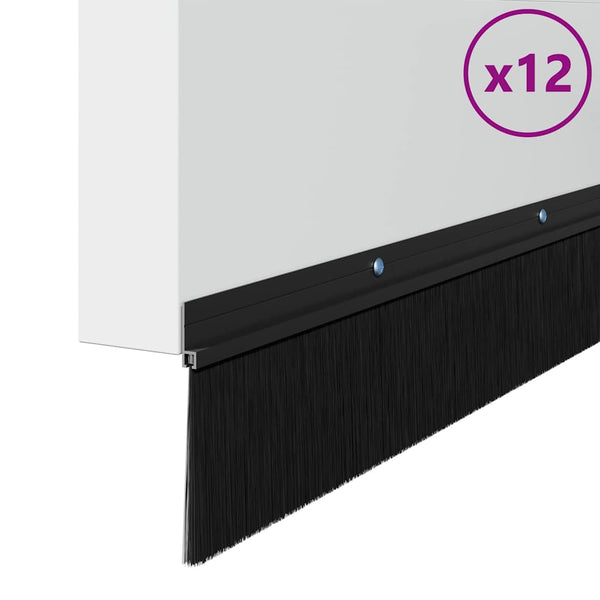 12 pcs kierteellinen oven harjasulku Musta Alumiiniseos 100 cm