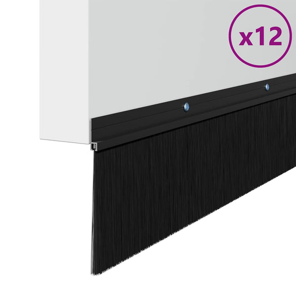 Alumiiniseoksinen kierteellinen oven harjasulku 100 cm Musta 12 kpl