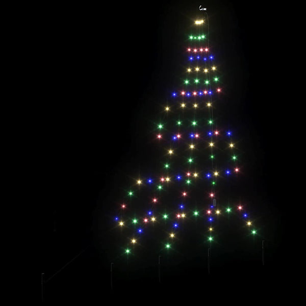LED-joulukuusi maapistokkeilla Monivärinen 182 cm Metalli