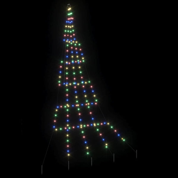 LED-joulukuusi maapistokkeilla Monivärinen 306 cm Metalli