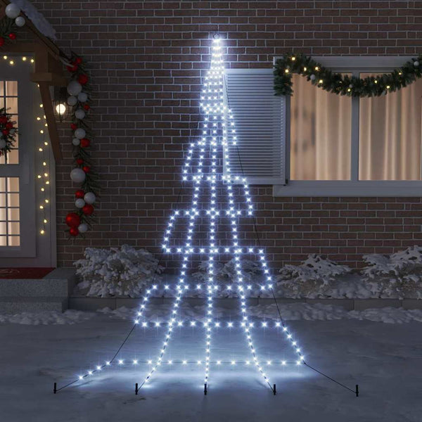 LED-joulukuusi maapistokkeilla Kylmän Valkoinen 511 cm Metalli