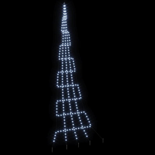 LED-joulukuusi maapistokkeilla Kylmän Valkoinen 511 cm Metalli
