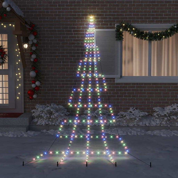 LED-joulukuusi maapistokkeilla Monivärinen 511 cm Metalli