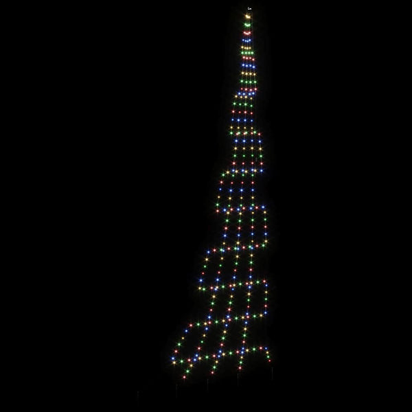 LED-joulukuusi maapistokkeilla Monivärinen 511 cm Metalli