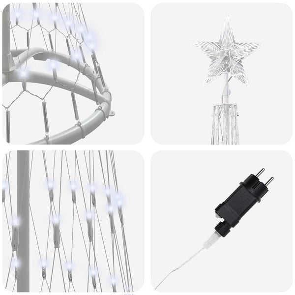 LED-joulupuu Kylmän Valkoinen 190 cm Metalli