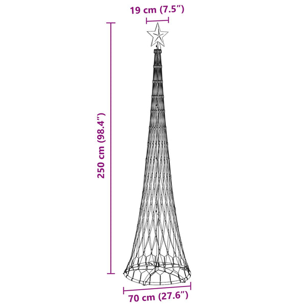 LED-joulupuu Lämpimän Valkoinen 250 cm Metalli