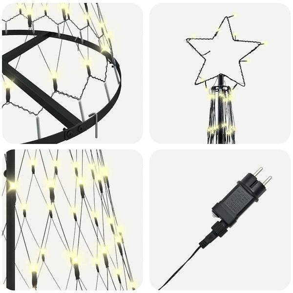 LED-joulupuu Lämpimän Valkoinen 184,5 cm Metalli