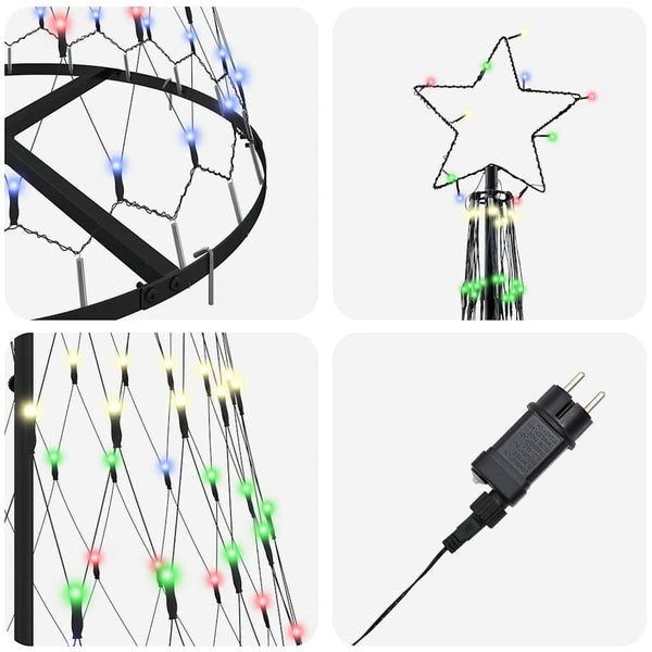 LED-joulupuu Monivärinen 180 cm Metalli