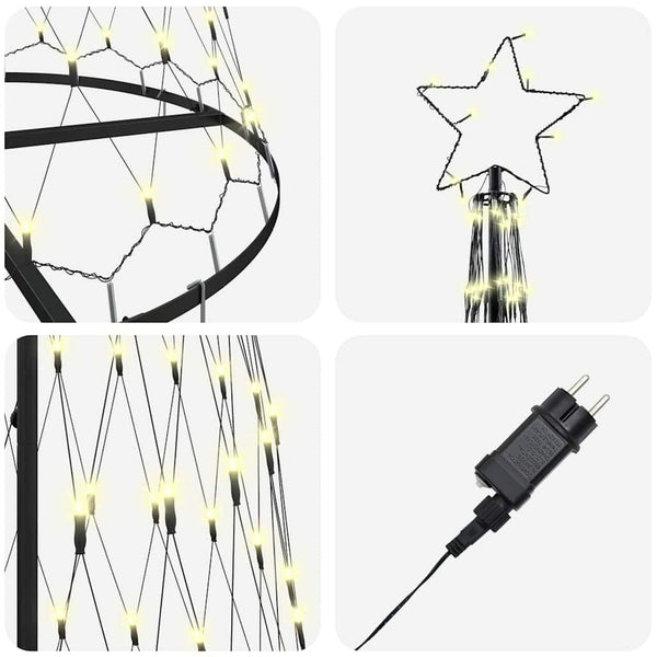 LED-joulupuu Lämpimän Valkoinen 302,5 cm Metalli