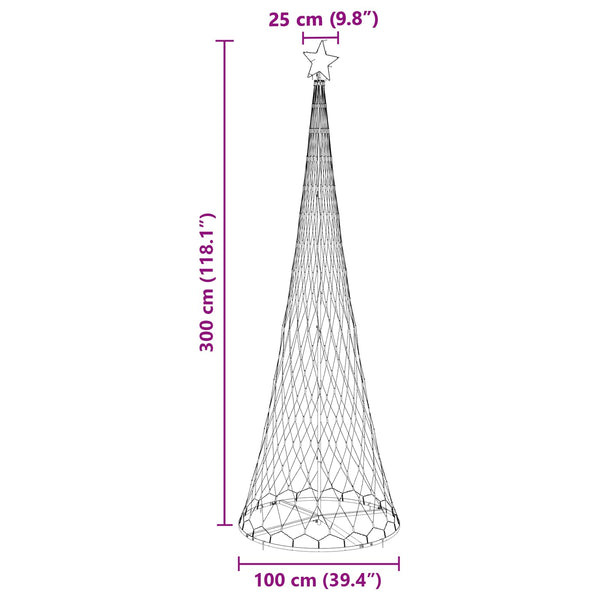 LED-joulupuu Kylmä Valkoinen 302,5 cm Metalli