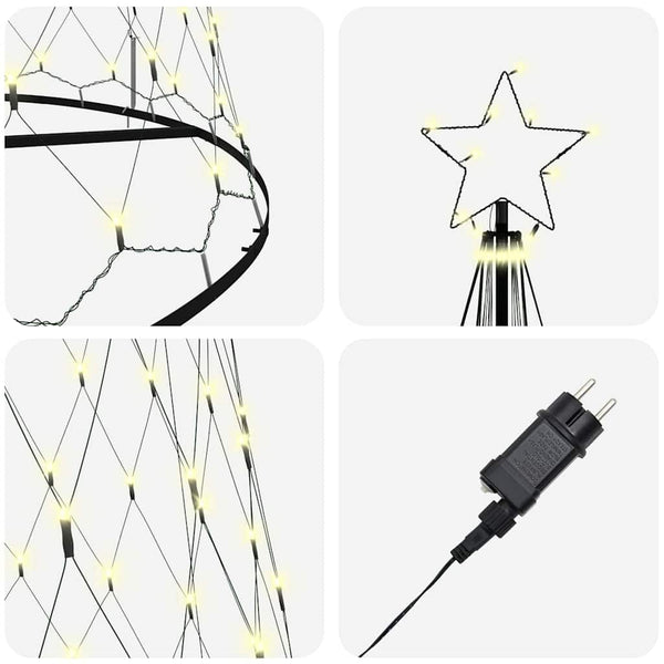 LED-joulupuu Lämpimän Valkoinen 400 cm Metalli