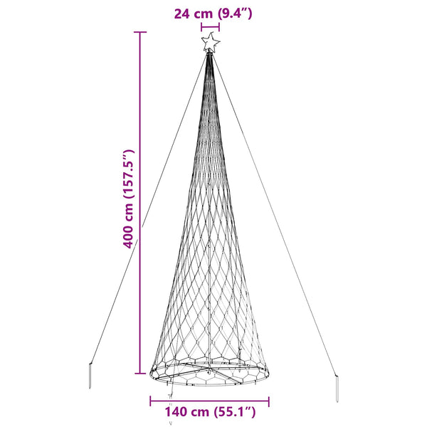 LED-joulupuu Kylmä Valkoinen 400 cm Metalli