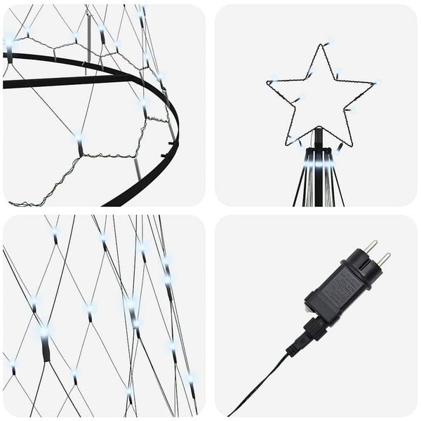 LED-joulupuu Kylmä Valkoinen 500 cm Metalli