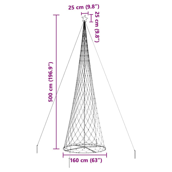 LED-joulupuu Kylmä Valkoinen 500 cm Metalli