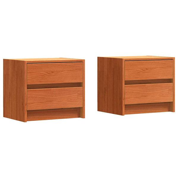 Yöpöydät 2 pcs Vaha ruskea 40 x 30.5 x 35.5 cm Mänty