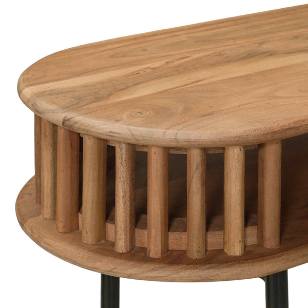 Käsintehty pöytä Teak ruskea 90 x 30 x 75 cm Tiheä akasiapuu