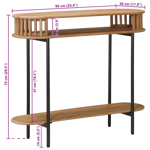 Käsintehty pöytä Teak ruskea 90 x 30 x 75 cm Tiheä akasiapuu