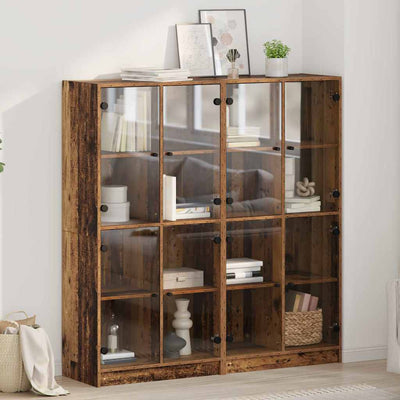 Korkea kaappi 2 pcs Vanha Puu 136 x 37 x 142 cm Tekninen puu