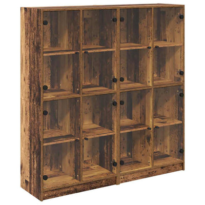 Korkea kaappi 2 pcs Vanha Puu 136 x 37 x 142 cm Tekninen puu