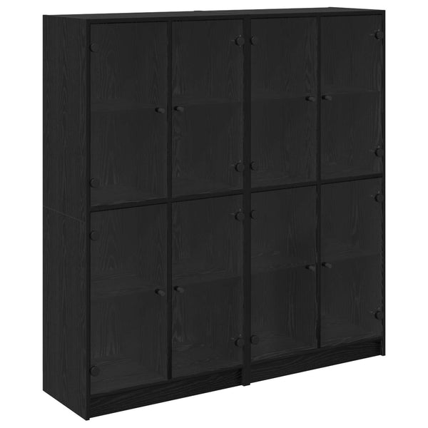 Korkea kaappi 2 kpl Musta tammi. 68 x 37 x 142 cm Tekninen puu