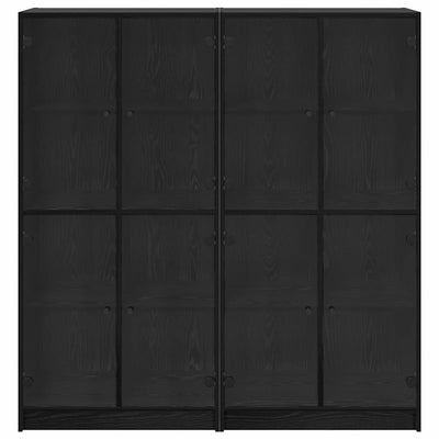 Korkea kaappi 2 pcs Musta tammi. 136 x 37 x 142 cm Tekninen puu