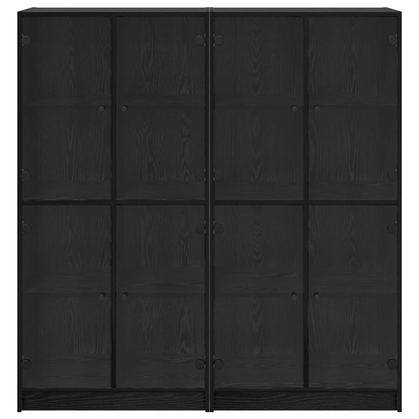 Korkea kaappi 2 kpl Musta tammi. 68 x 37 x 142 cm Tekninen puu
