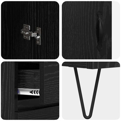 Korkea kaappi Musta tammi. 69,5 x 34 x 180 cm Tekninen puu