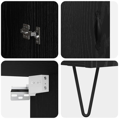 Korkea kaappi Musta tammi. 69,5 x 34 x 180 cm Tekninen puu