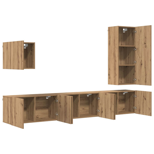 5 pcs TV-seinäyksikkö Artisan tammi Tekninen puu