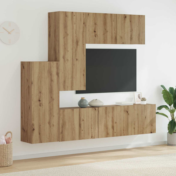 Artisan tammi TV-seinäyksikkö 5 pcs Tekninen puu