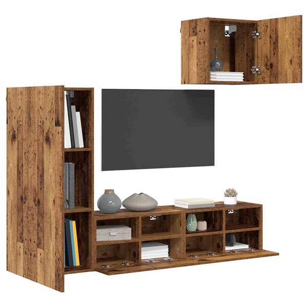 TV-seinäkkeet 4 pcs Vanha Puu Tekninen puu