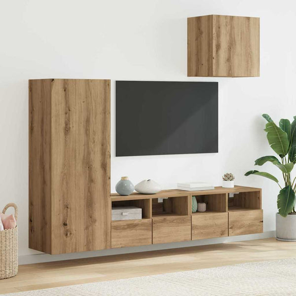 TV-seinäkkeet 4 pcs Artisan tammi Tekninen puu