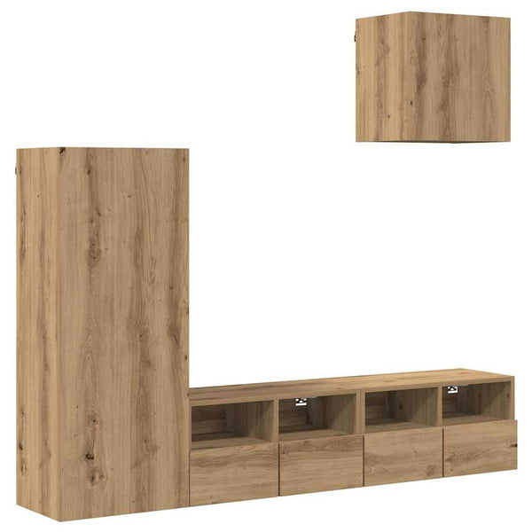 TV-seinäkkeet 4 pcs Artisan tammi Tekninen puu