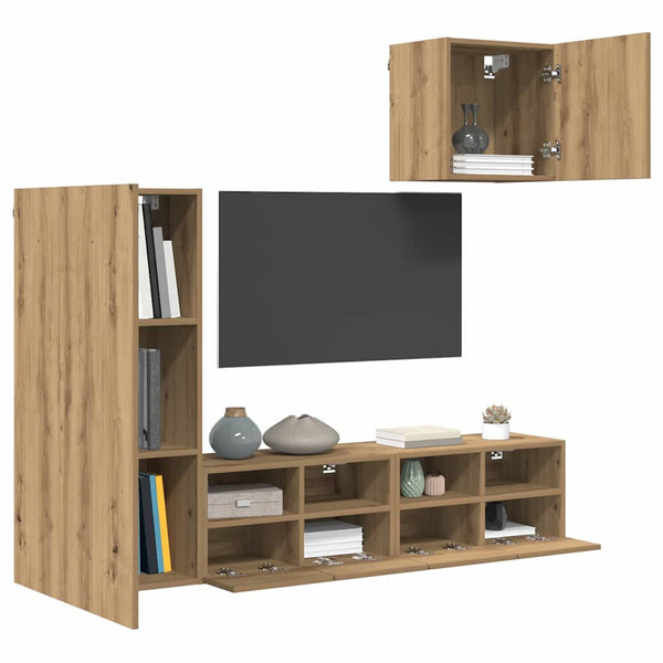 TV-seinäkkeet 4 pcs Artisan tammi Tekninen puu