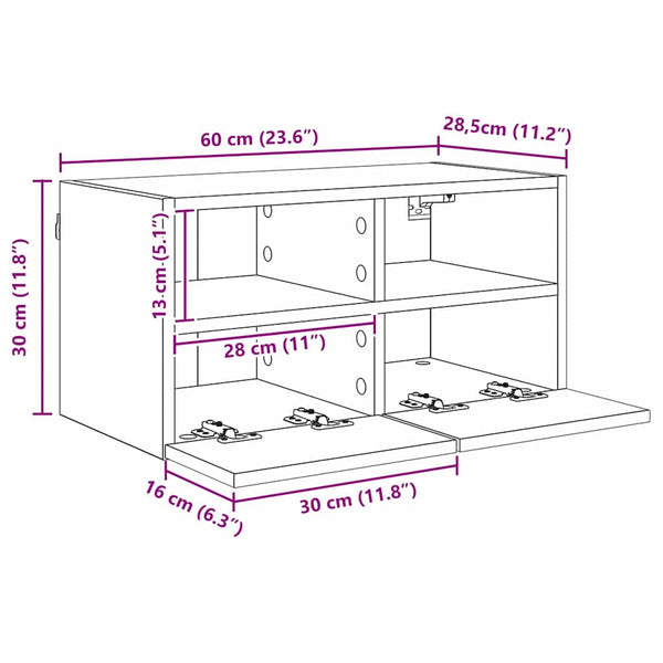 TV-seinäkkeet 4 pcs Musta tammi. Tekninen puu