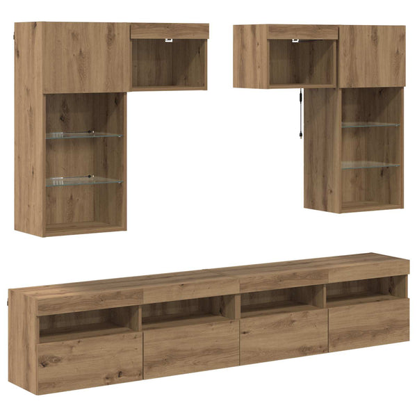 TV-seinäkkeet 6 pcs Vanha Puu 100 x 30 x 40 cm Tekninen puu