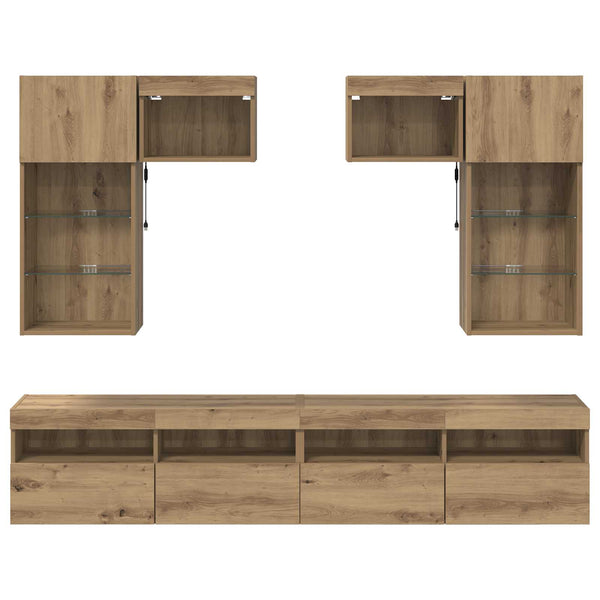 TV-seinäkkeet 6 pcs Vanha Puu 100 x 30 x 40 cm Tekninen puu